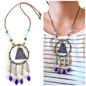 Handmade Boho Dragonfly Dreamcatcher Necklace